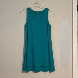 Lilla P sleeveless, green knit dress.